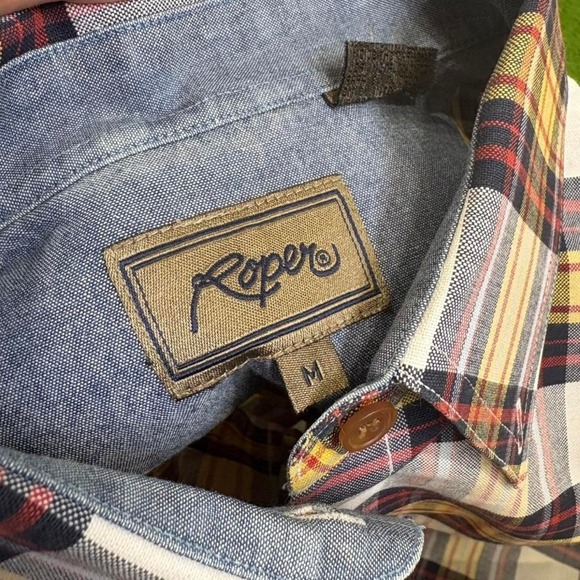 Roper Men's Size MED Western Plaid Button Up Cowboy Rodeo Long Sleeve - Picture 5 of 8